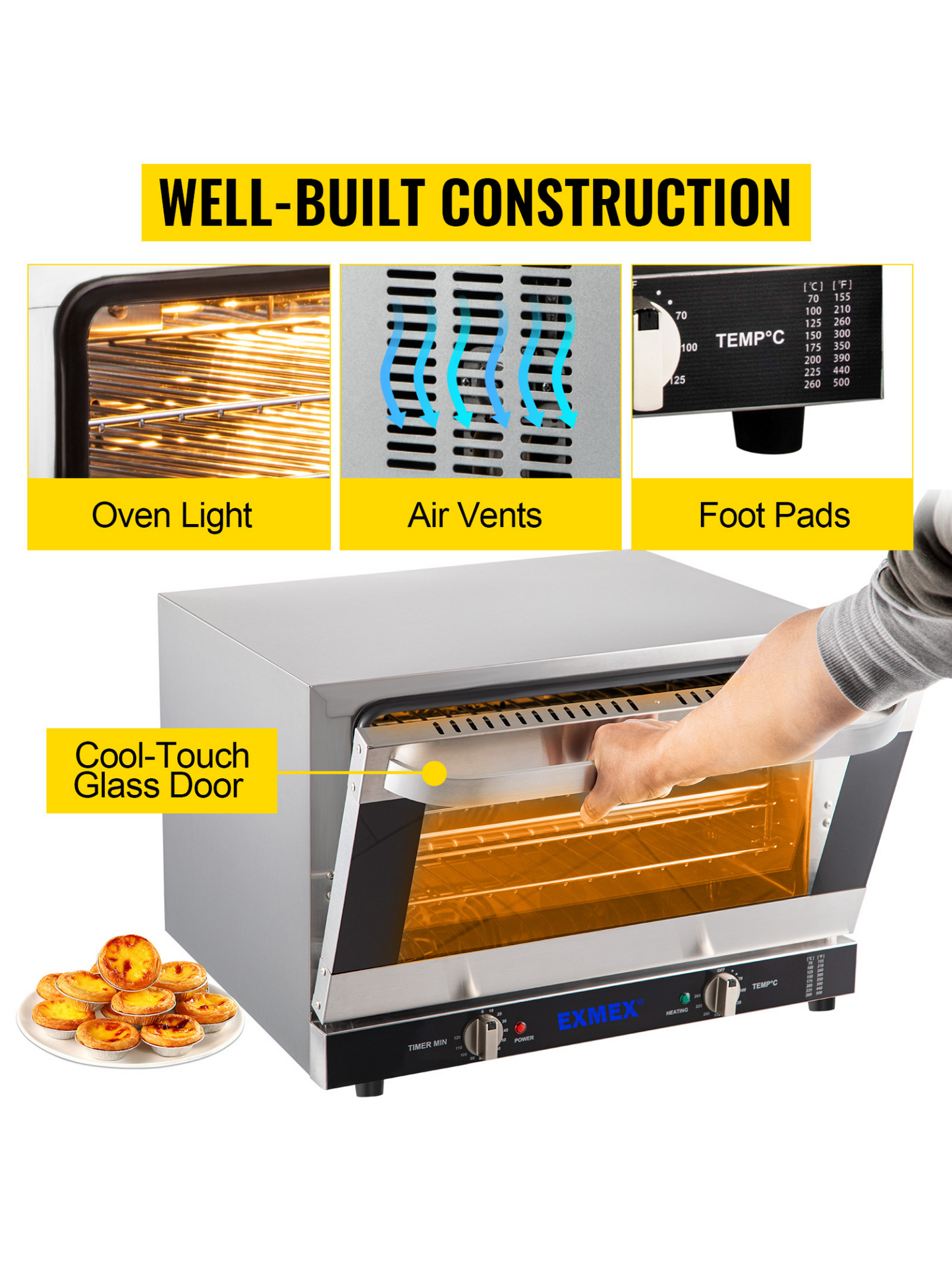 Horno de convección industrial Exmex 47L/43Qt, 1600W 110V